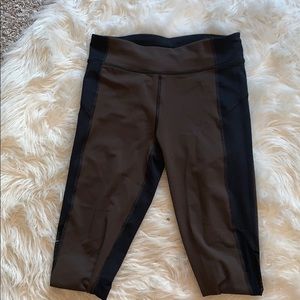 Black and Brown Mesh Panel Leggings